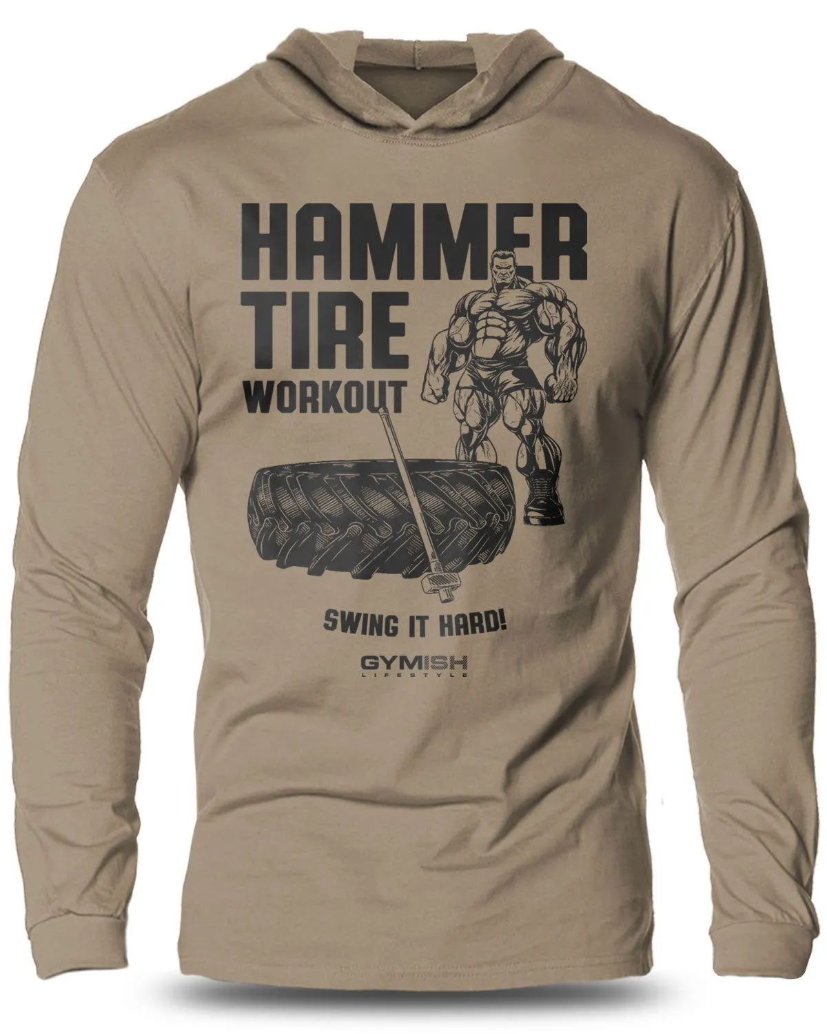 050. Hammer Tire Lightweight Long Sleeve Hooded T-shirt for Men