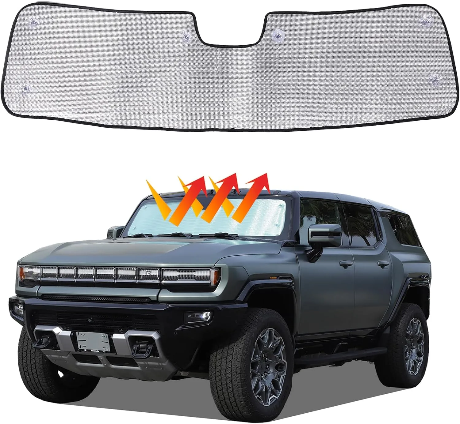 1 Pieces Car Sun Shade for Windshield, Sun Visor Front Windshield Sunshade, Windshield Cover Compatible with Hummer EV 2024 , Automotive Interior Sun Protection, Foldable (Style B)