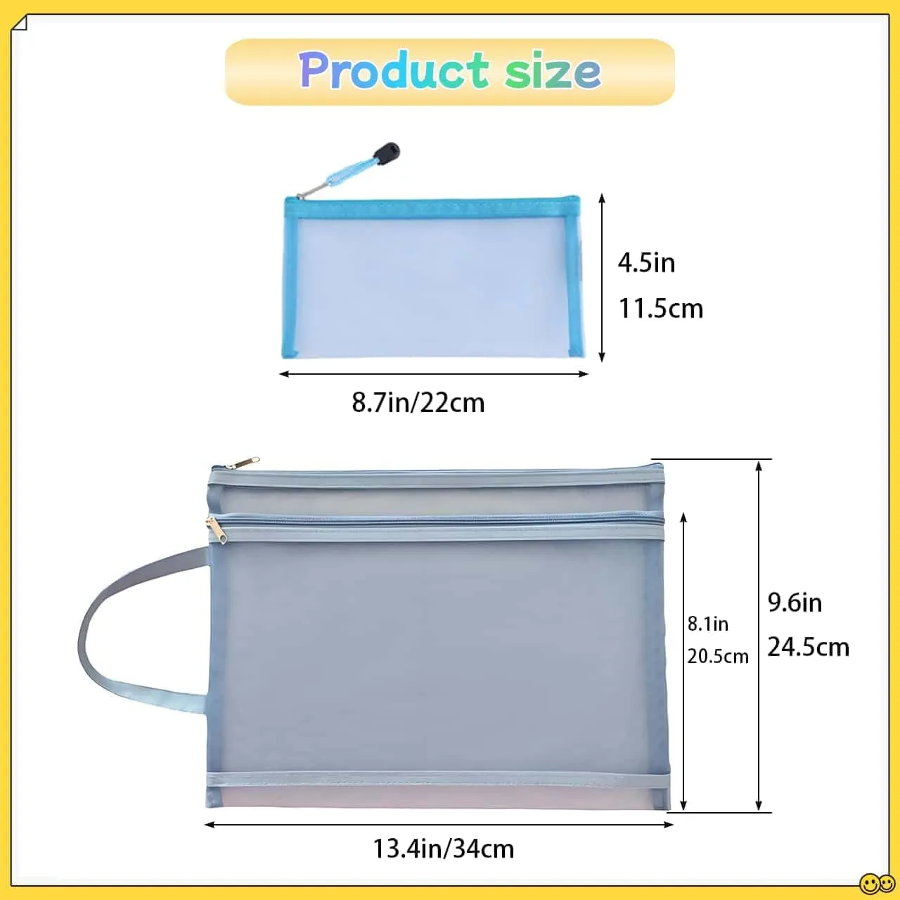 10 Pack A4 Double-Layer Mesh Zipper Pouch Bags & 2 Pack B6 Pencil Pouches Board Game Storage Puzzle Organizers Toy Storage Bags (5-Colors)