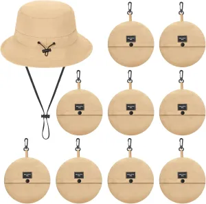 10 Pcs Waterproof Bucket Rain Hat Quick Dry Sun Hat with Adjustable String Hat for Men Women Fishing Beach