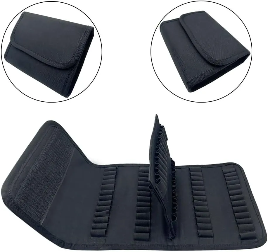 100 Rounds Rifle Pistol Bullet Cartridge Bandoleer Ammo Ammunition Shell Carrier Holder Case Magazine Pouch for .38 9mm .357