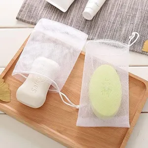 100PCS Thickened Double-layer Foaming Net Facial Cleanser Facial Foam Machine Handmade Soap Bag Cleansing Foam Bubble Bag Soap Net Soap Saver Pouch Mesh Bag