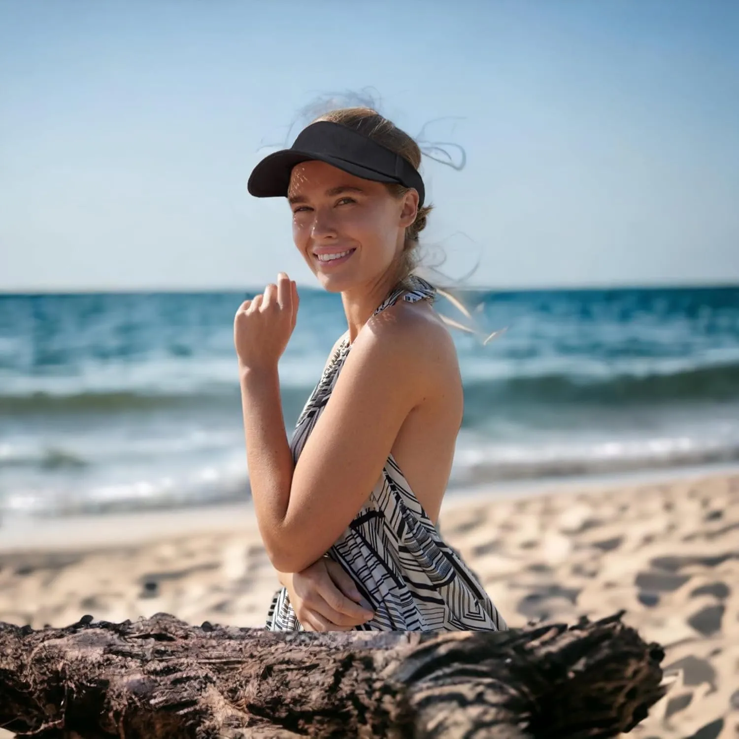 12 Pieces Sun Visors for Women Summer Wide Brim Beach Cotton Visor Hat UPF 50 