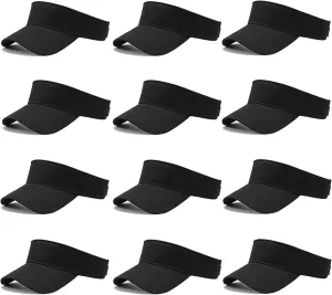 12 Pieces Sun Visors for Women Summer Wide Brim Beach Cotton Visor Hat UPF 50 
