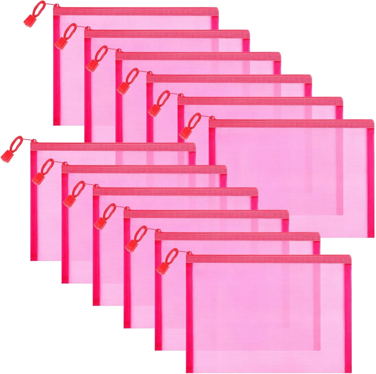 12 Pieces Zipper Nylon Mesh Pouch, Mesh Cosmetic Bags Makeup Bags Pencil Case, Multipurpose Travel Bags for WB06 Wb06
