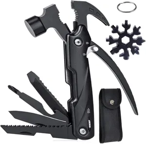 15-in-1 Multitool Hammer Black 18 In 1 Snowflake Multi Tool, Camping Accessories Survival Gear, Dad Husband Grandpa Men Cool Gadget Stocking Stuffers Gift, Christmas Birthday Father'day Gift