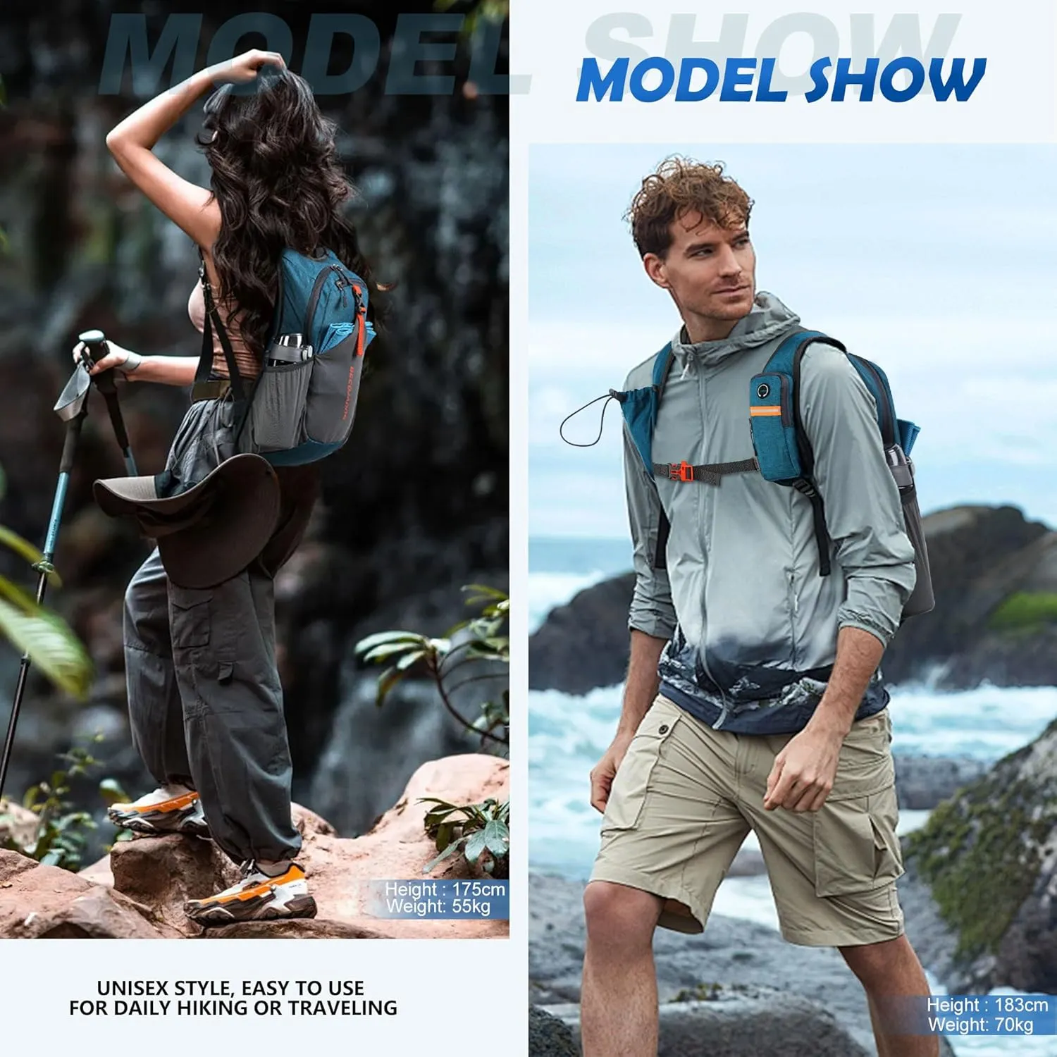 15L Small Hiking Backpack for Men Women Foldable Packable Back Pack Ultralight Hiking Daypack for Travel Camping Outdoor, Turquoise