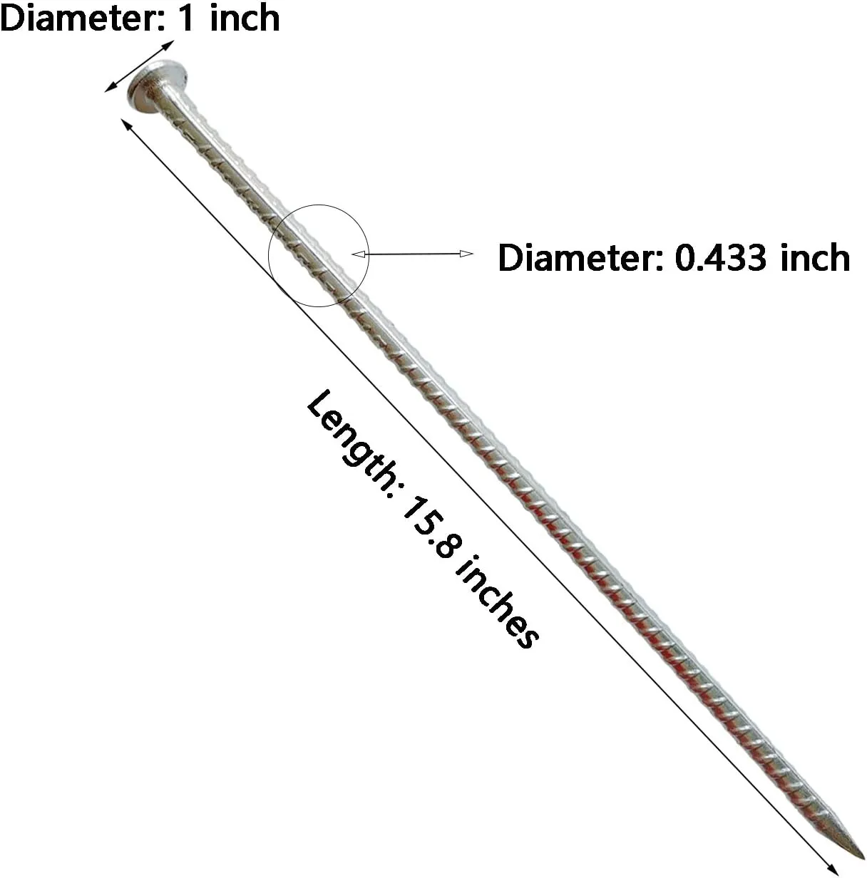 16 Inch Rebar Stakes 28 Pack - 0.5 Inch Diameter Threaded Galvanized Steel Ground Anchors - Heavy Duty Plant Support Garden Stake for Speed Bump, Wheel Stop, Tent Stakes