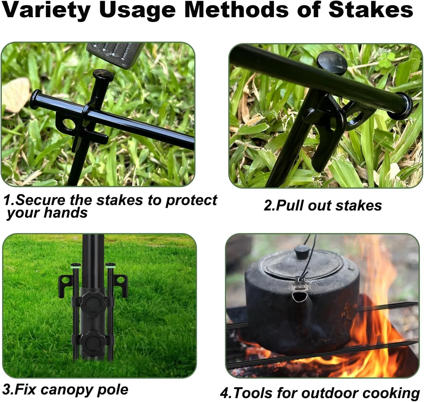 16Pcs Tent Stakes, 8in Heavy Duty Tent Stakes with Storage Pouch, Dia 0.35" Forged Steel Stakes for Tent Used on Rocks, Grassland, Snowfield(16Pcs 8in Stakes)