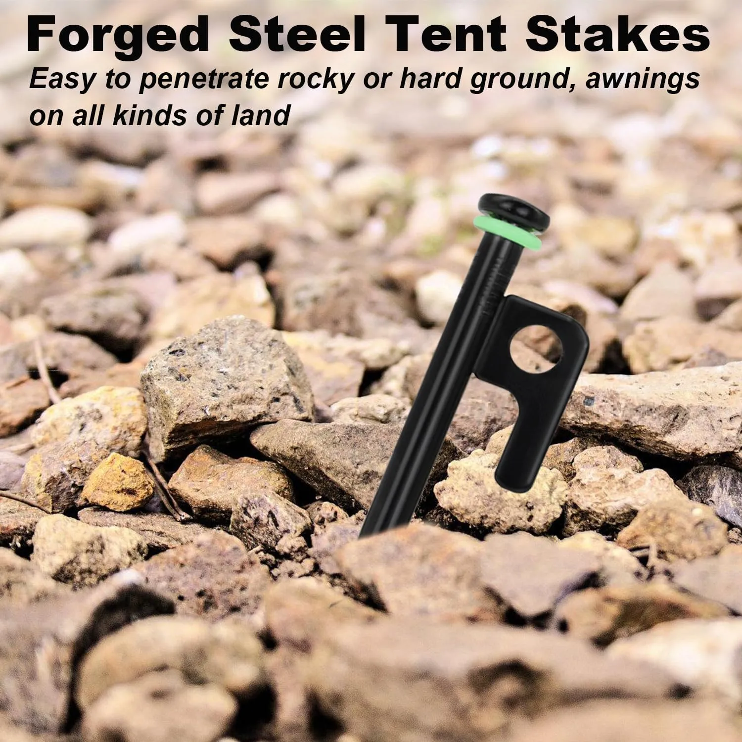 16Pcs Tent Stakes, 8in Heavy Duty Tent Stakes with Storage Pouch, Dia 0.35" Forged Steel Stakes for Tent Used on Rocks, Grassland, Snowfield(16Pcs 8in Stakes)