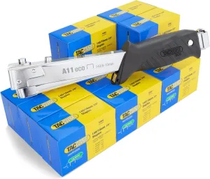 1783 ECO Manual Hammer Tacker with 60,000 T50 3/8" Staples, Uses Type T50 (140) Staples 1/4" - 3/8"