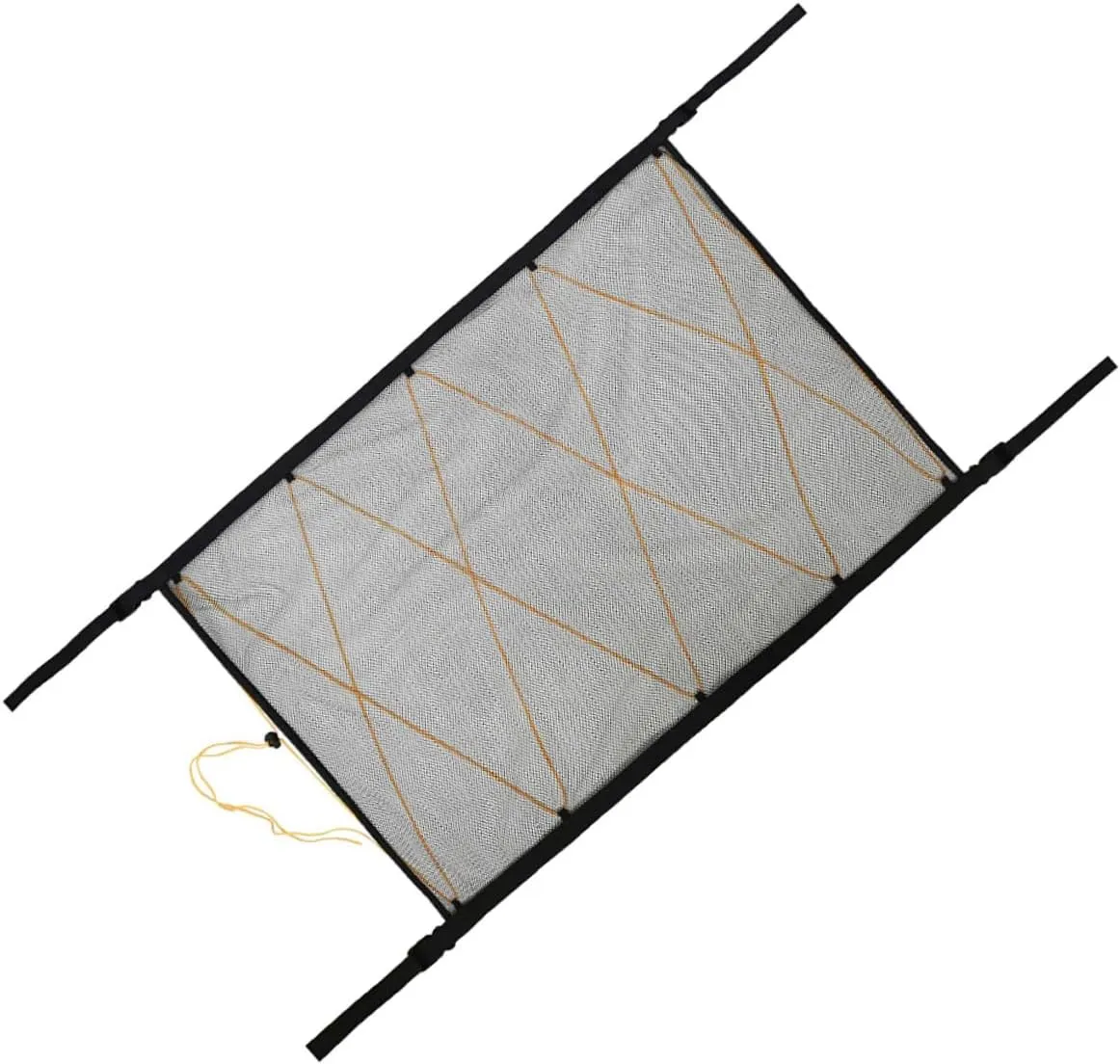 1Pc Mesh Car Roof Storage Bag Durable Portable Organizer for Car Ceiling Convenient Multi Pocket Design for Travel Essentials and Black Mesh with Drawstring Closure