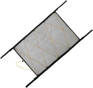 1Pc Mesh Car Roof Storage Bag Durable Portable Organizer for Car Ceiling Convenient Multi Pocket Design for Travel Essentials and Black Mesh with Drawstring Closure