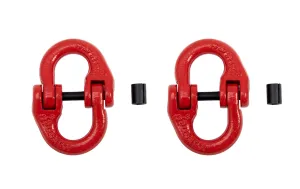 2 Pack - Red Coated G80 Alloy Steel Connecting Link, 1/2”, 12000 lbs Working Load Limit Grade 80 Forged Coupling Hammer Mechanical Link Lock Hi-Gear