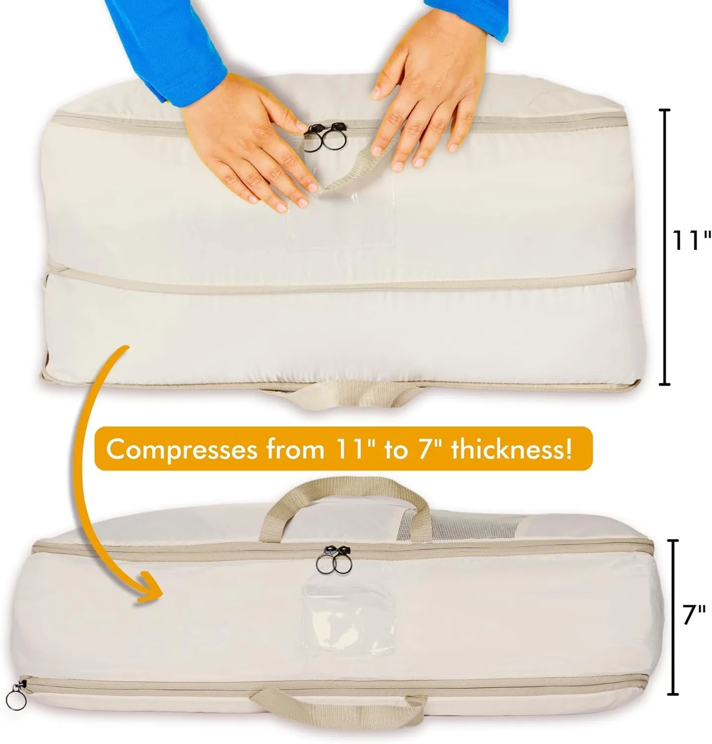 2-pack XXL Comforter Storage Bag - Space Saving Compression Bag for Pillows, Blankets, Bedding -Collapsible Extra Large Mesh Packing Cube - Queen King (2-pack Large Size 28x20x11")