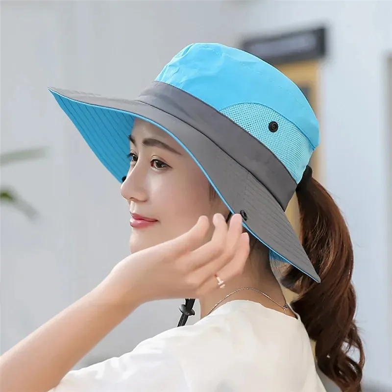 2024 UV UPF Wide Brim Ponytail Sun Hat: Perfect for Outdoor Adventures!