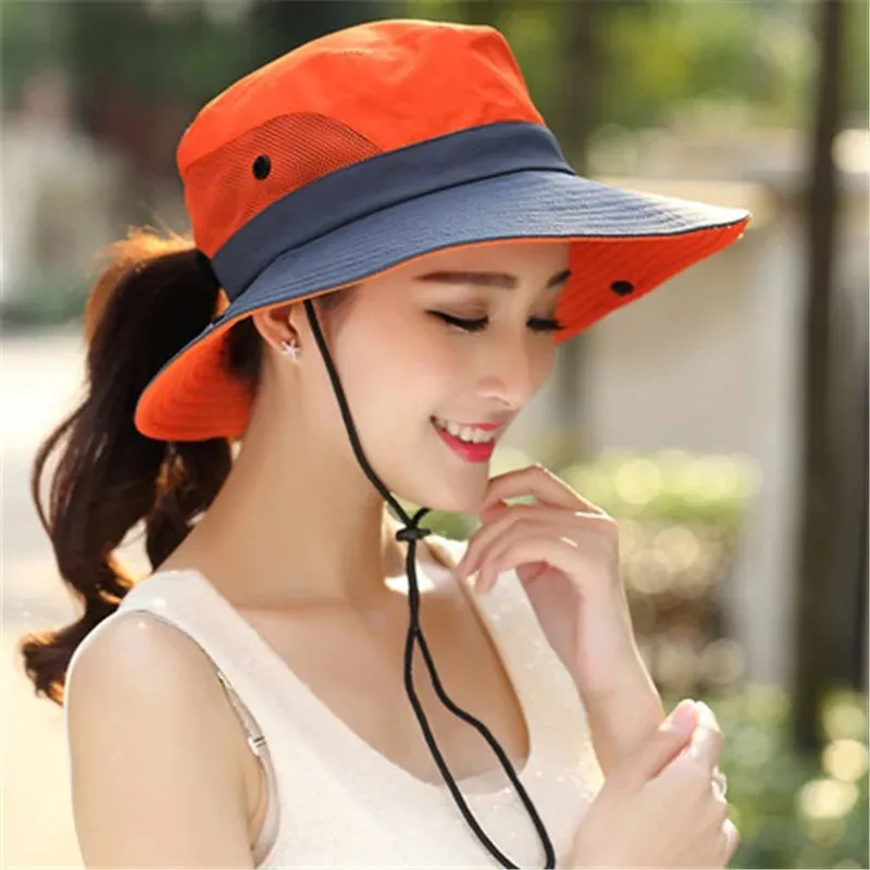2024 UV UPF Wide Brim Ponytail Sun Hat: Perfect for Outdoor Adventures!