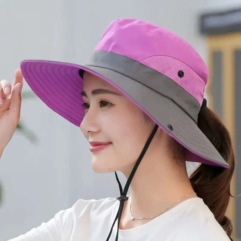 2024 UV UPF Wide Brim Ponytail Sun Hat: Perfect for Outdoor Adventures!