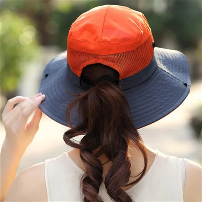 2024 UV UPF Wide Brim Ponytail Sun Hat: Perfect for Outdoor Adventures!