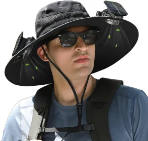 2025 New Ultralight Solar Fan Sun Hat, Hat with Fans Solar Power Built in, Solar Powered Outdoor Wide Brim Sun Fishing Hat