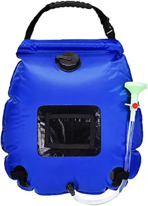 20L Camping Solar Shower Bag,Solar Heating Portable Shower Bag Camp Shower with Removable Hose for Traveling Hiking Climbing Outdoor,Blue