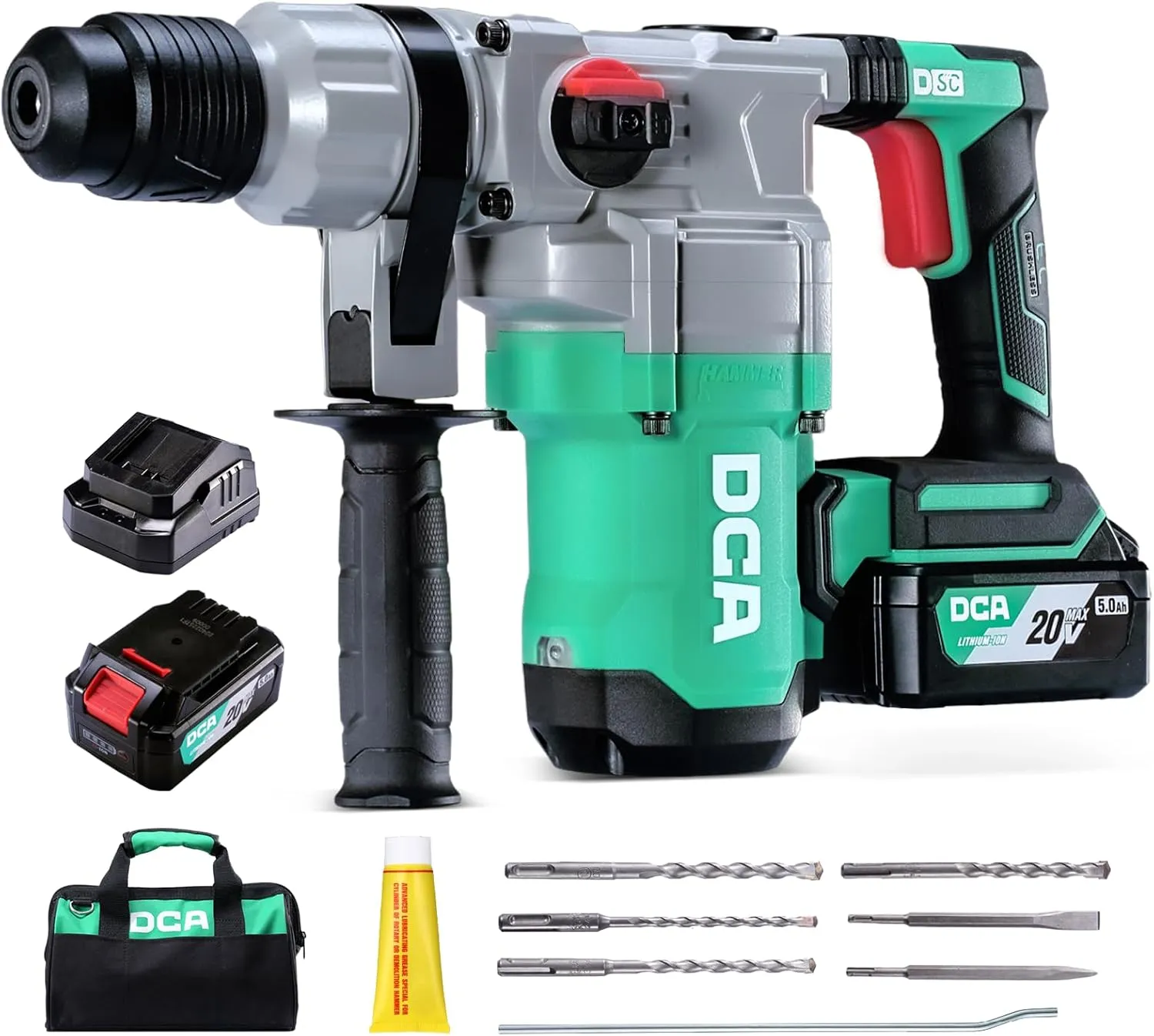 20V MAX Brushless Rotary Hammer Drill, 4.5 Joule, 3800BPM, 1-1/8 Inch SDS-Plus, Cordless Heavy Duty Rotary Hammer Drill with Vibration Control, 5.0Ah Battery, 4A Fast Charger and Safety Clutch