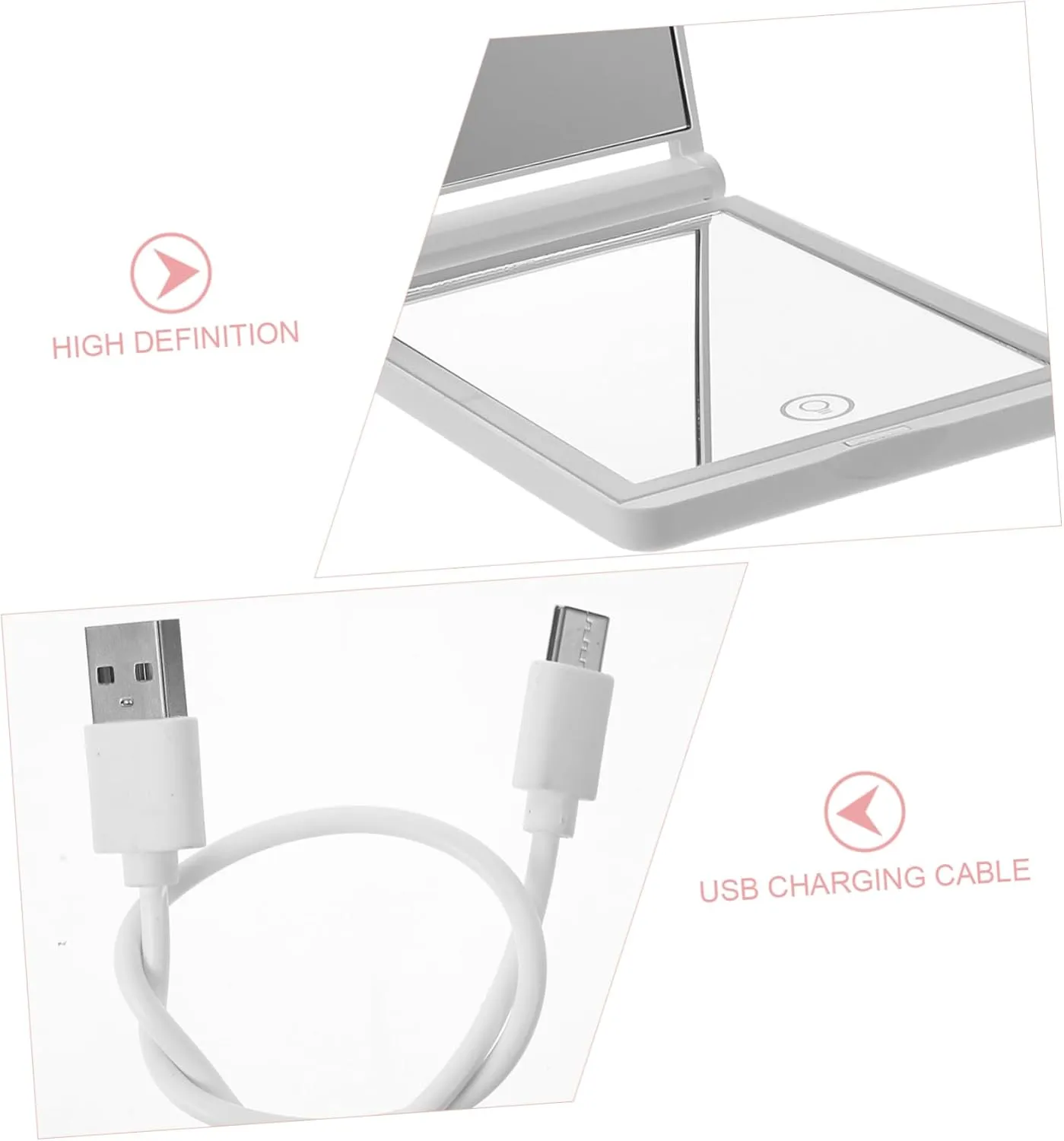 2pcs Portable Makeup Mirror with Lights Led Magnifying Mirror Compact Rechargeable Perfect for Travel