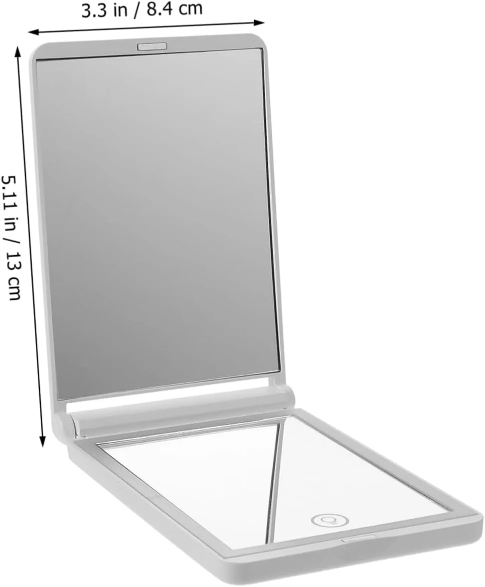 2pcs Portable Makeup Mirror with Lights Led Magnifying Mirror Compact Rechargeable Perfect for Travel