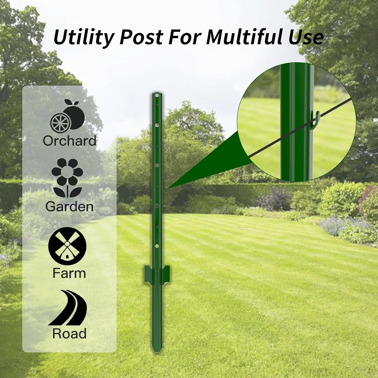 3-4-5-6-7 Feet Metal Fence Post,4 Feet 10 Pack Heavy Duty Garden Fence Post,Steel Fence Post with U-Channel,No Dig U Pointed Bottom Fence Posts,Corner Anchors for Yards,Lawns and Gardens