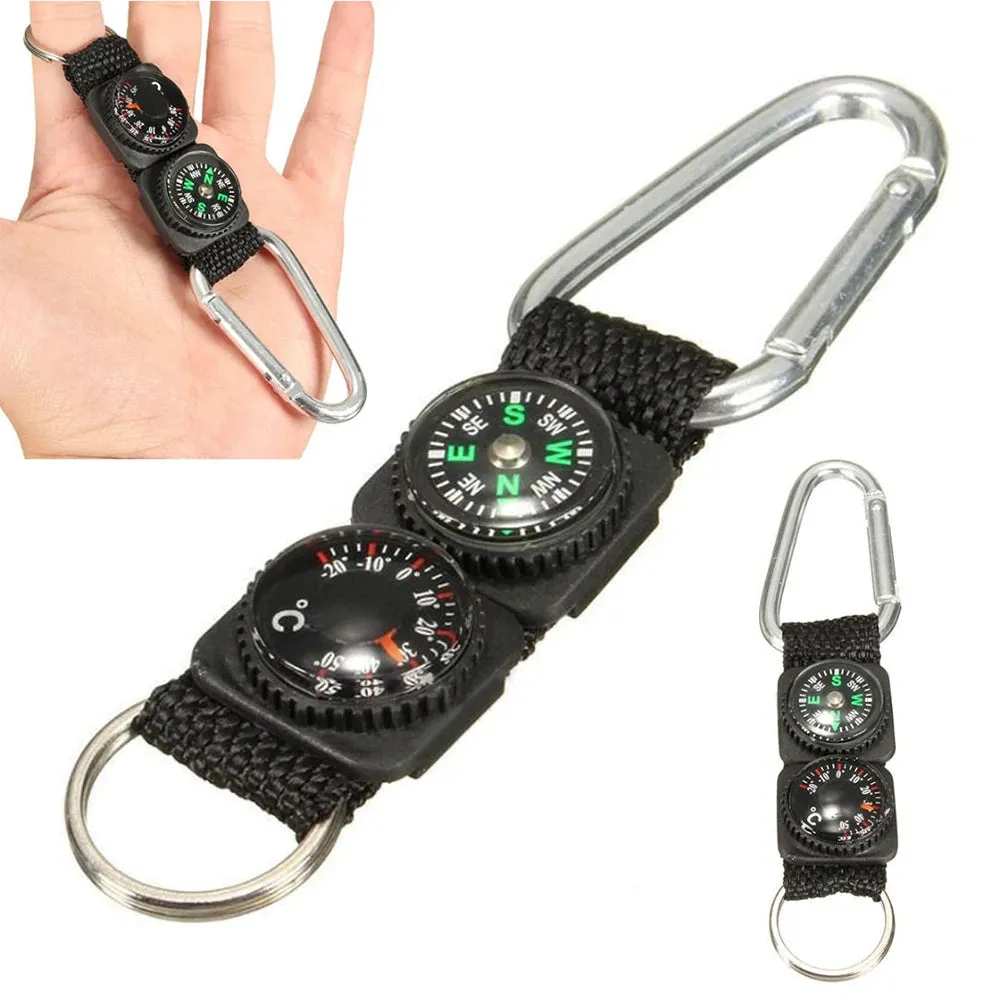 3 In 1 Camping Compass Keychain