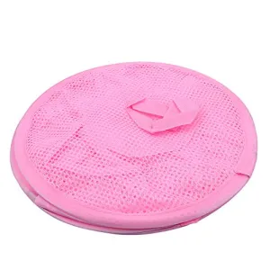 3 Layer Grid Rack Foldable Hanging Mesh Toy Storage Basket Underwear Socks Organizer Cage for Bathroom/Bedroom/Kitchen(Pink)