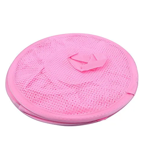 3 Layer Grid Rack Foldable Hanging Mesh Toy Storage Basket Underwear Socks Organizer Cage for Bathroom/Bedroom/Kitchen(Pink)