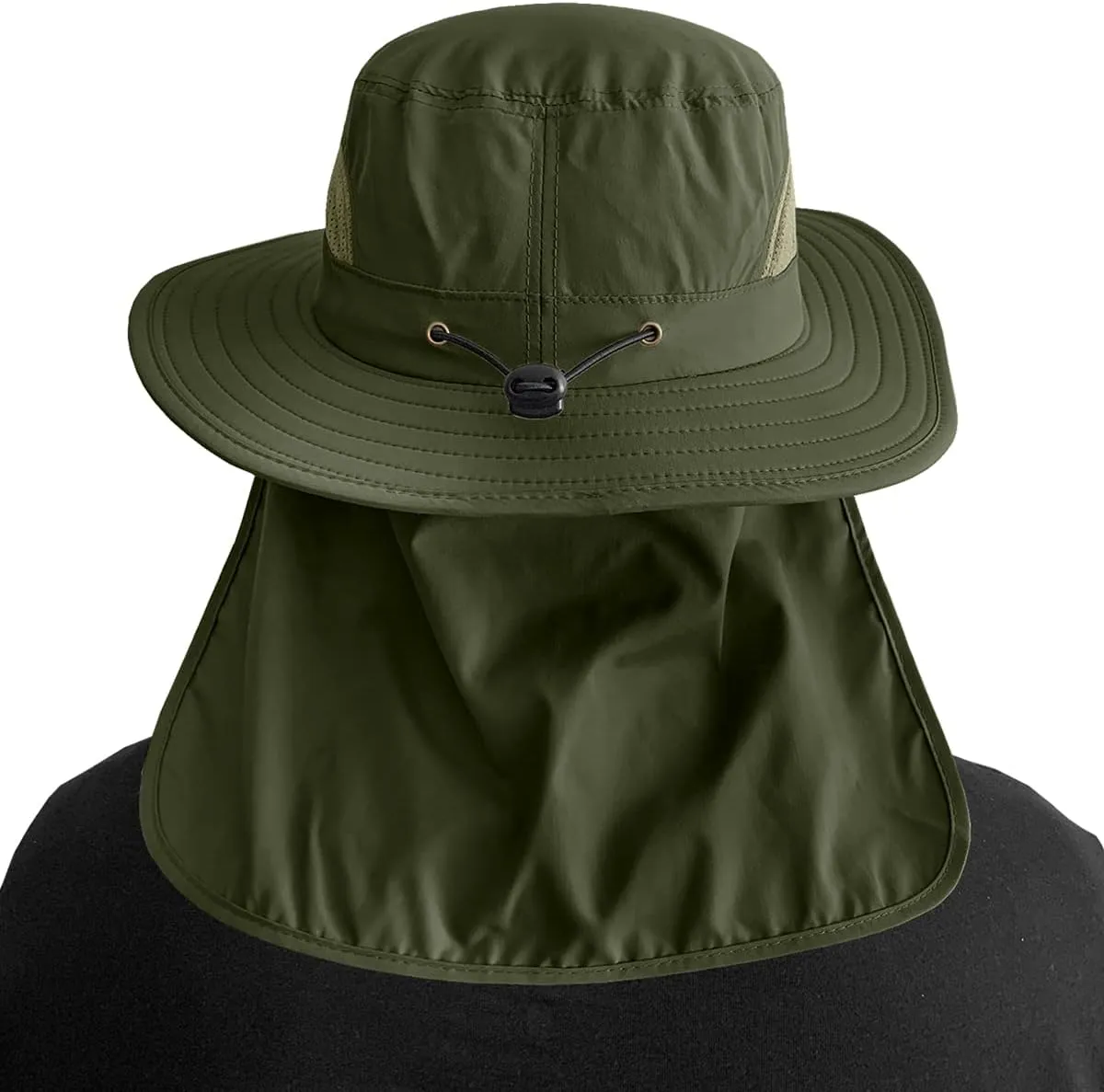 3 Pack Mens UPF 50  Wide Brim Sun Hat with Neck Flap for Fishing Hiking Garden