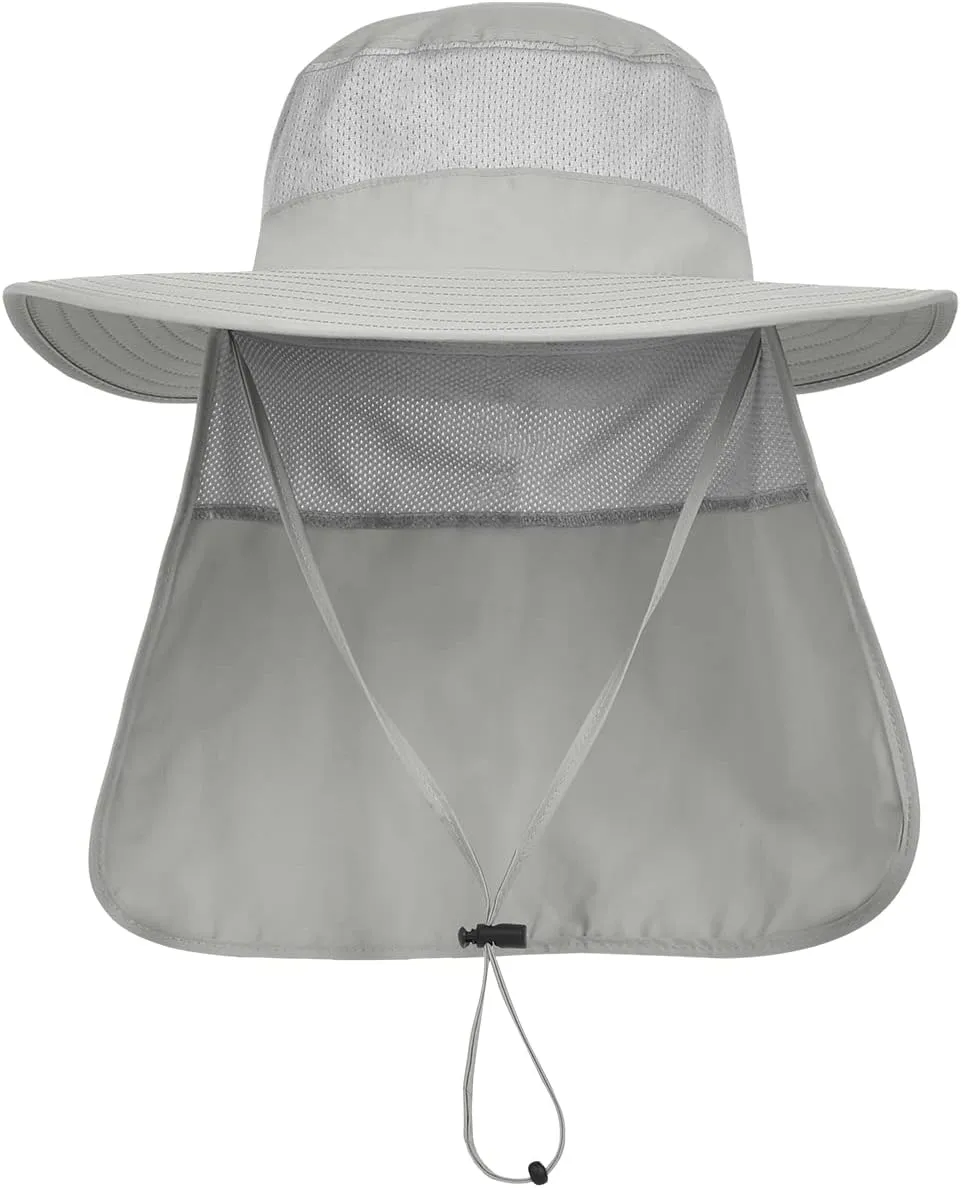 3 Pack Mens UPF 50  Wide Brim Sun Hat with Neck Flap for Fishing Hiking Garden