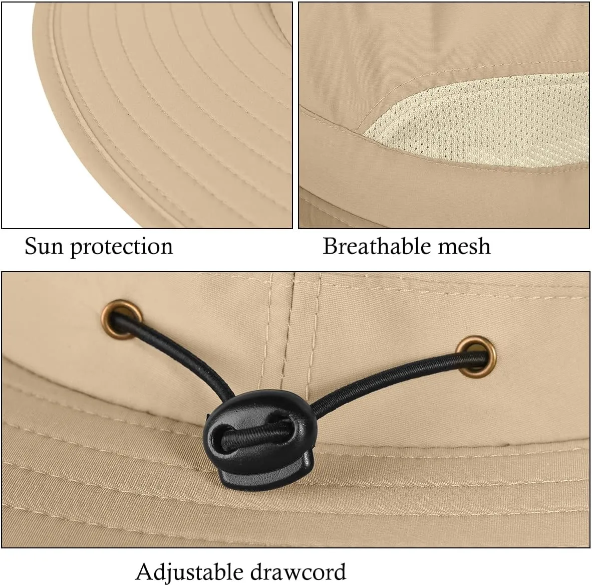 3 Pack Mens UPF 50  Wide Brim Sun Hat with Neck Flap for Fishing Hiking Garden