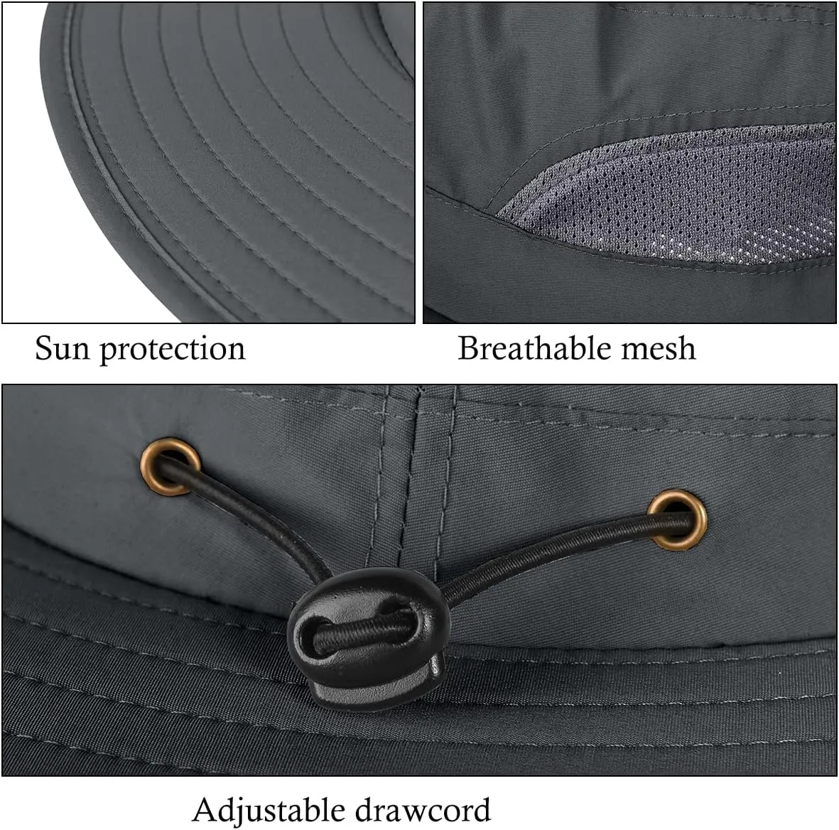 3 Pack Mens UPF 50  Wide Brim Sun Hat with Neck Flap for Fishing Hiking Garden