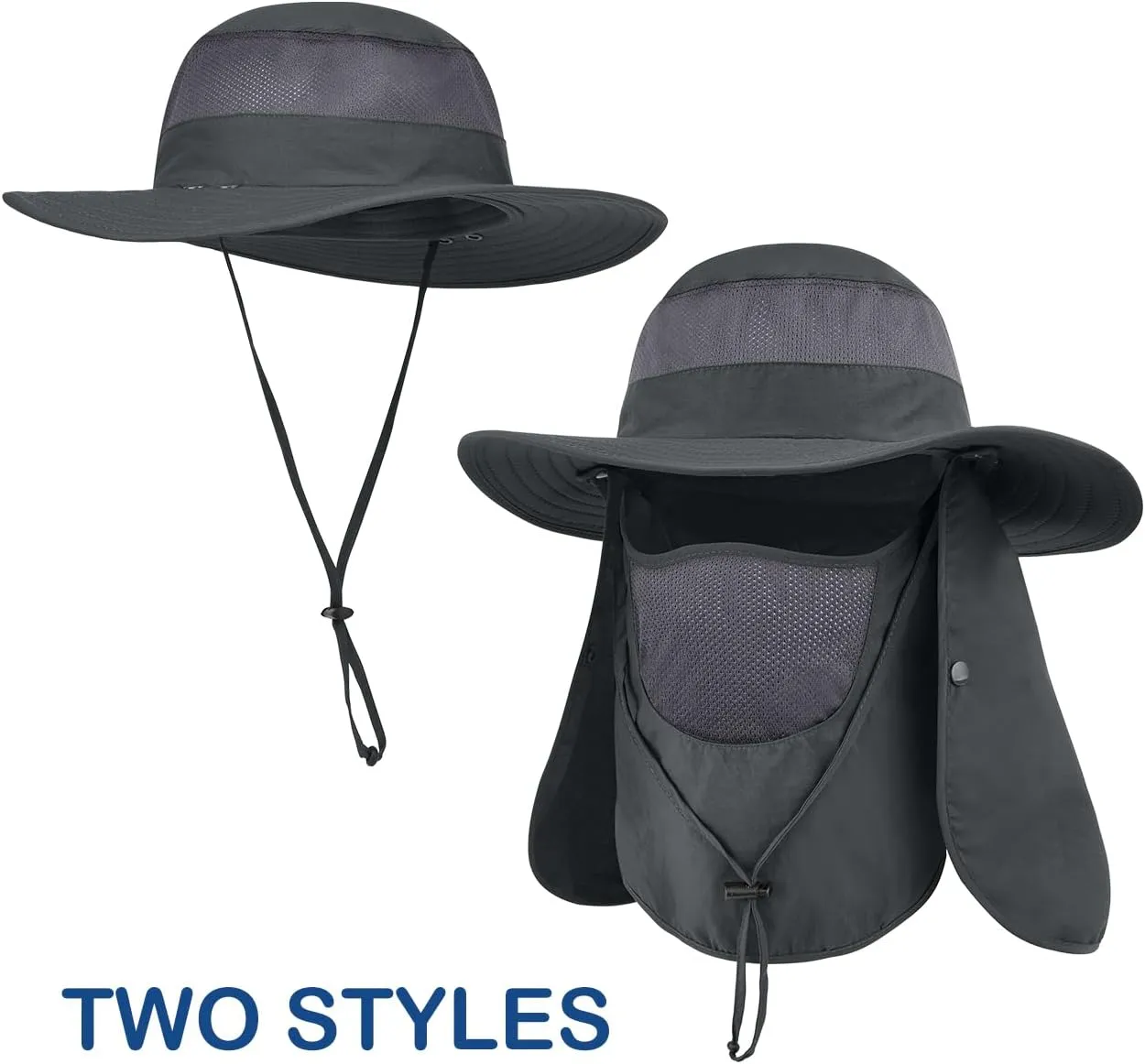 3 Pack Outdoor Sun Hat for Men/Women,UPF 50 Protection Fishing Hat with Face Neck Flap Full Cover for Hiking & Garden