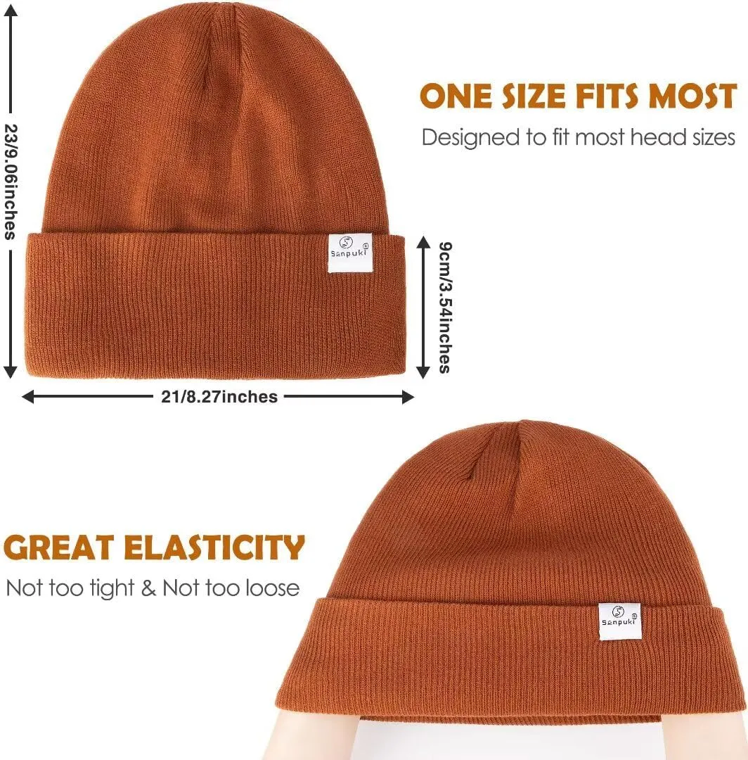 3 Pack Satin Lined Winter Beanie Hats for Women Men,Silk Lined Beanie Knit Soft Warm Cuffed Hat