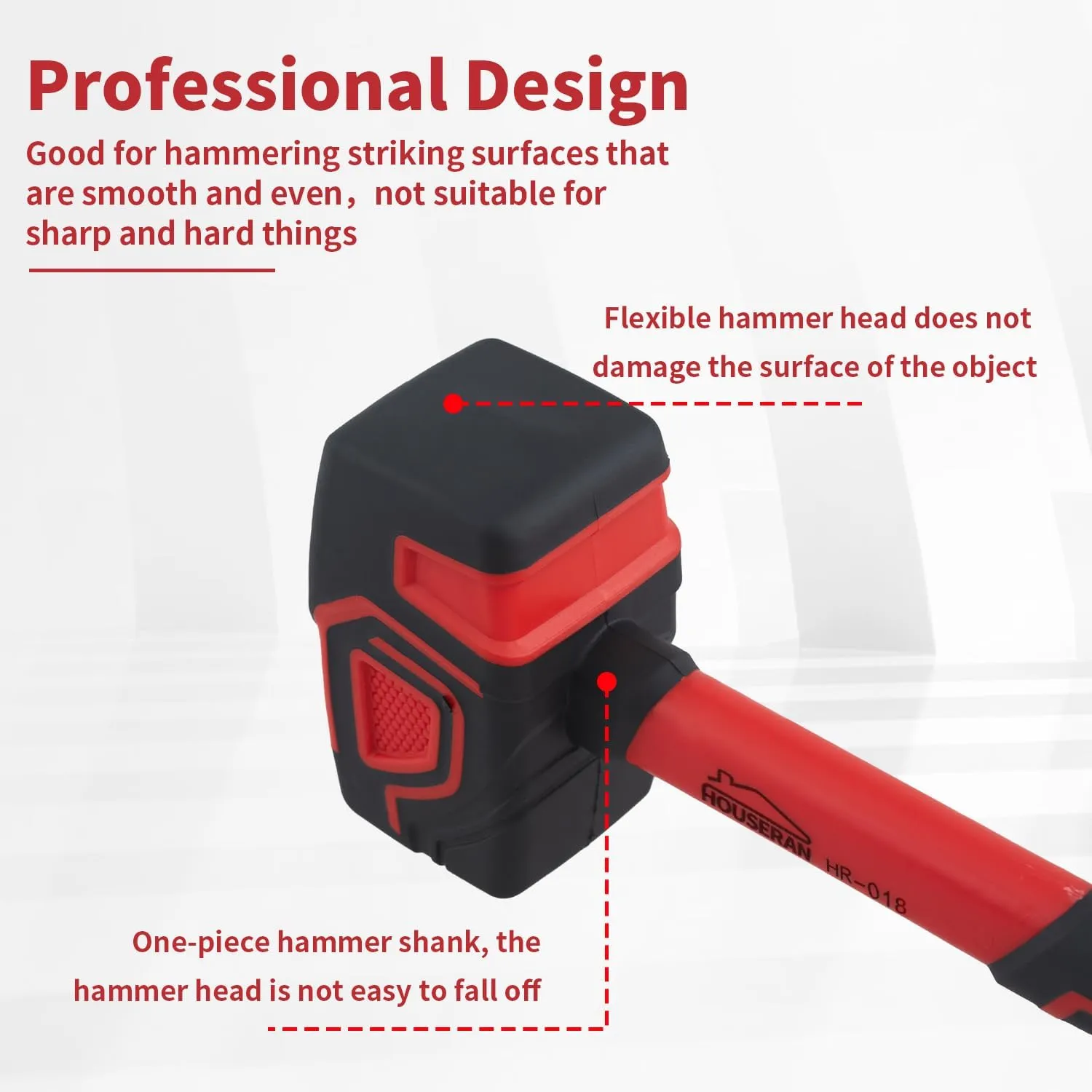 3-Piece Rubber Mallet Set - 10oz, 20oz & 36oz Heavy Duty Hammers with Soft Rubber Handles for Flooring & Soft Blow Tasks