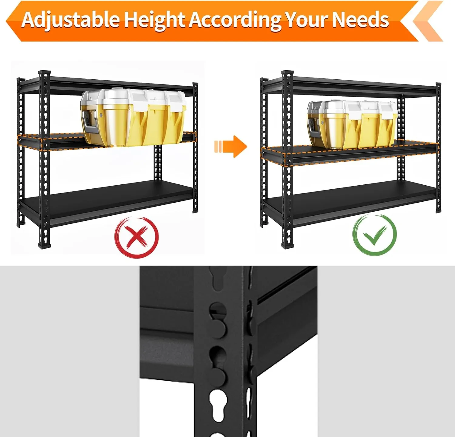 3-Tier Garage Shelving Heavy Duty,40”W x 18”D x 36”H Metal Shelving Unit，1320 lbs Weight Capacity Adjustable Storage Shelves for Retiple Tanks, Aquariums, Pantry, Garage，Black