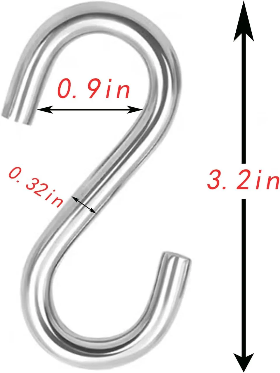 304 Stainless Steel S Hooks Heavy Duty,Outdoor Rust-Free Strong Industrial Grade Quality Utility Hooks 3.2 Inch /16 Pack