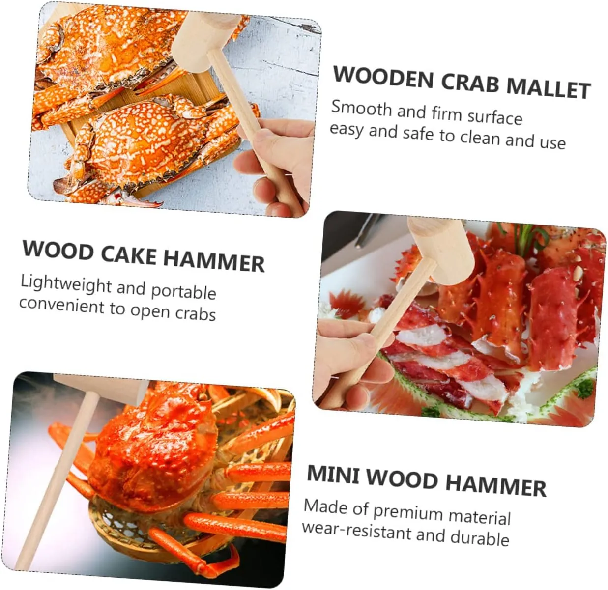 30pcs Wooden Mini Crab Hammer Seafood Mallets for Easy Shellfish Opening for Family Gatherings and