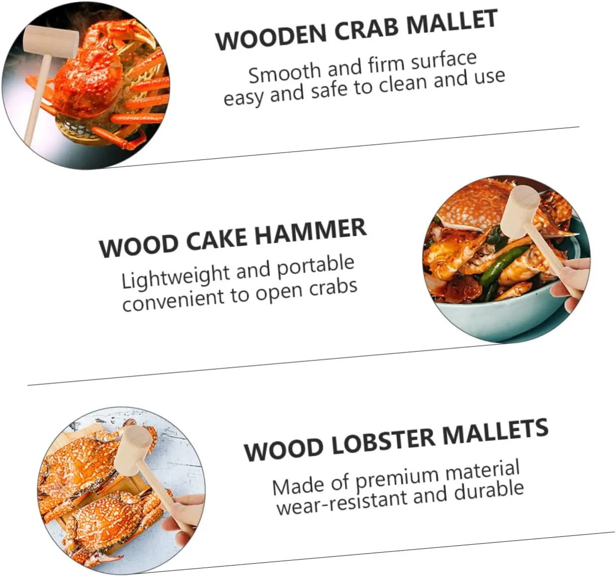 30pcs Wooden Mini Crab Hammer Seafood Mallets for Easy Shellfish Opening for Family Gatherings and