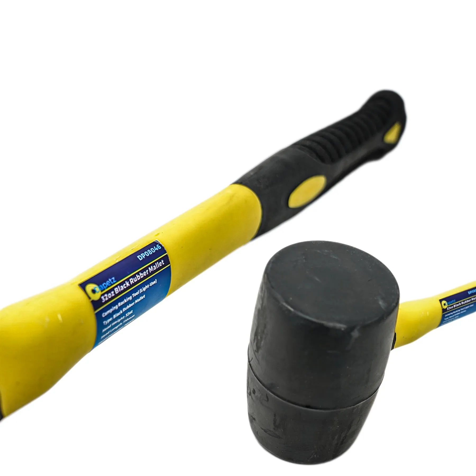 32oz Black Rubber Hammer Mallet Fibre Handle Camping Racking Golf Tool