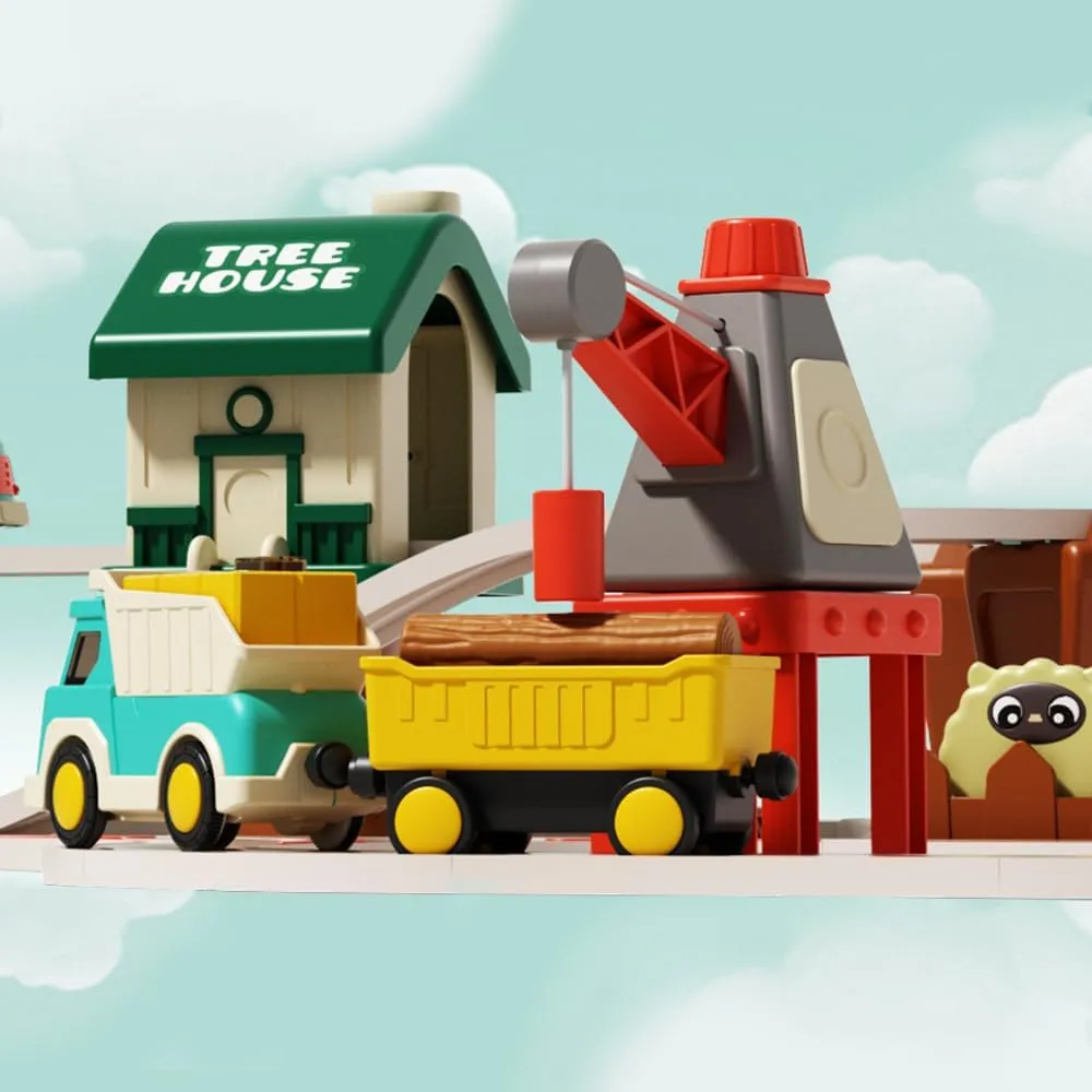 34pcs Train Track Set for Toddlers, Forest Theme Kids Motorized Magnetic Train Toy,Train Railway Track Toy Set, Birthday Gifts for 3 4 5 6 7 Year Old Boys Girls Children