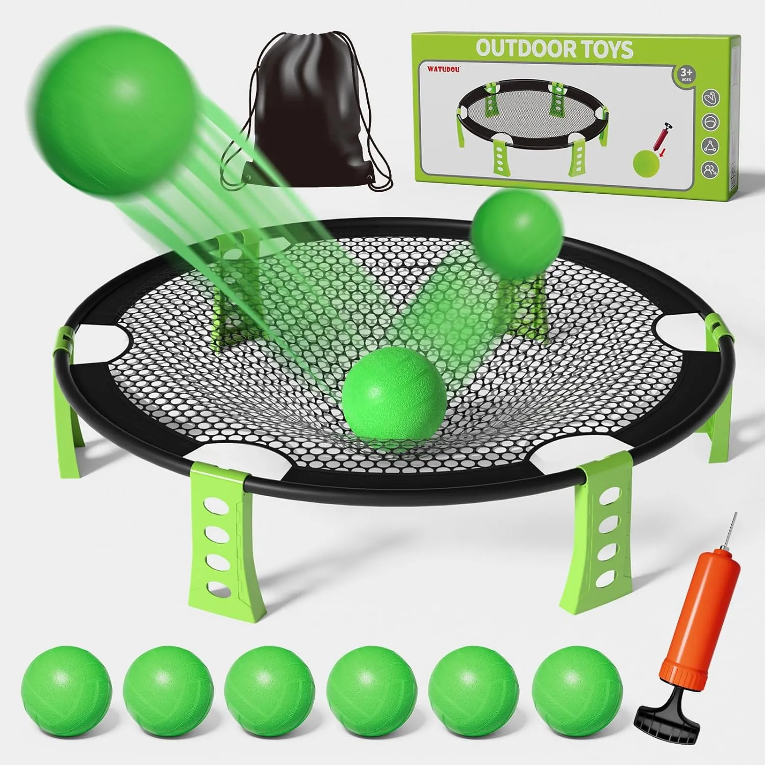 34" Outdoor Outside Game Sets Include 6 Balls, Round net Game Outdoor Sets for Kids Teens Adults, Ideals Outdoor Game Sets for Kids Teens Ages 6-8 8-12 12-16, Beach Outdoor Outside Game Toys