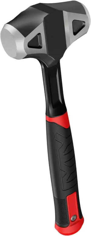 3lb Sledge Hammer with Shock Reduction Rubber Grip - Forged One-Piece Carbon Steel Head, Anti-Vibe Rubber Mallet for Rock, Demolition & General Construction