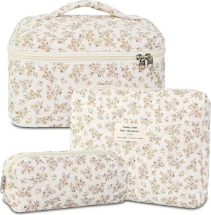 3Pcs Travel Makeup Bag Organizer, Toiletry Bag for Women, Cosmetic Bags for Women Travel Set, Cute Makeup Bags, Quilted Cosmetic Bag, Women's Quilted Toiletry Bag Storage