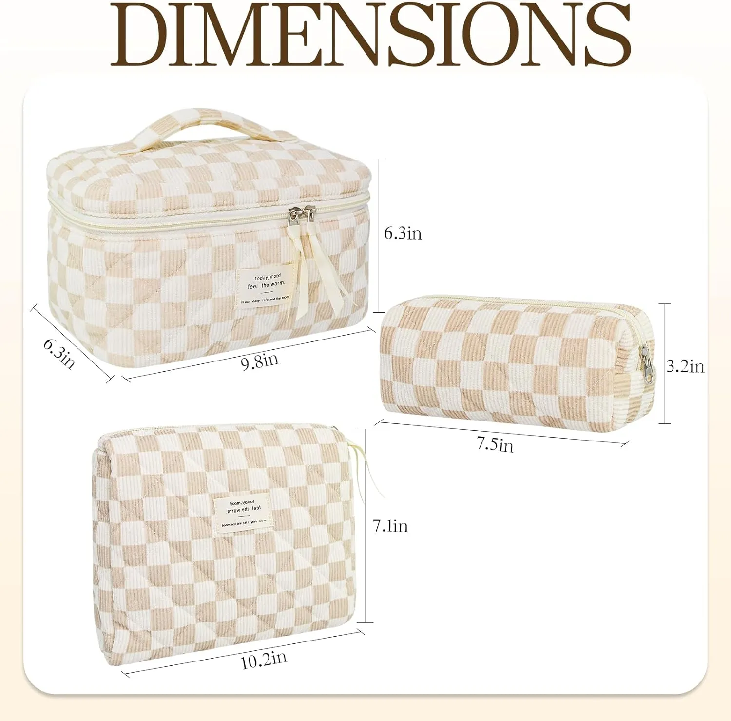 3Pcs Travel Makeup Bag Organizer, Toiletry Bag for Women, Cosmetic Bags for Women Travel Set, Cute Makeup Bags, Quilted Cosmetic Bag, Women's Quilted Toiletry Bag Storage