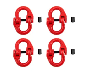 4 Pack - Red Coated G80 Alloy Steel Connecting Link, 1/2”, 5.4 Ton 12000 lbs Working Load Limit Grade 80 Forged Coupling Hammer Mechanical Link Lock Hi-Gear